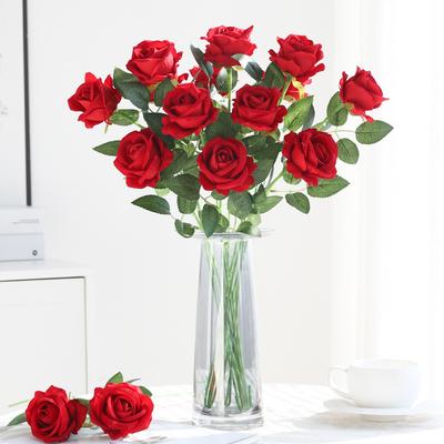 5Pcs Rose Artificial Flowers Bouquet Silk Fake Flower for Home Decor Garden Wedding Decoration Outdoor Valentine's Day Ornament