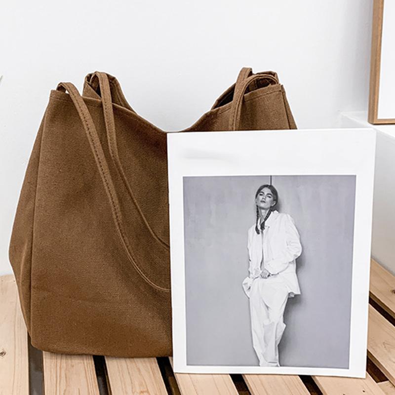Casual Large Capacity Canvas Shopper Totes High Quality Eco Reusable Grocery Handbag For Women Travel Shoulder Bags