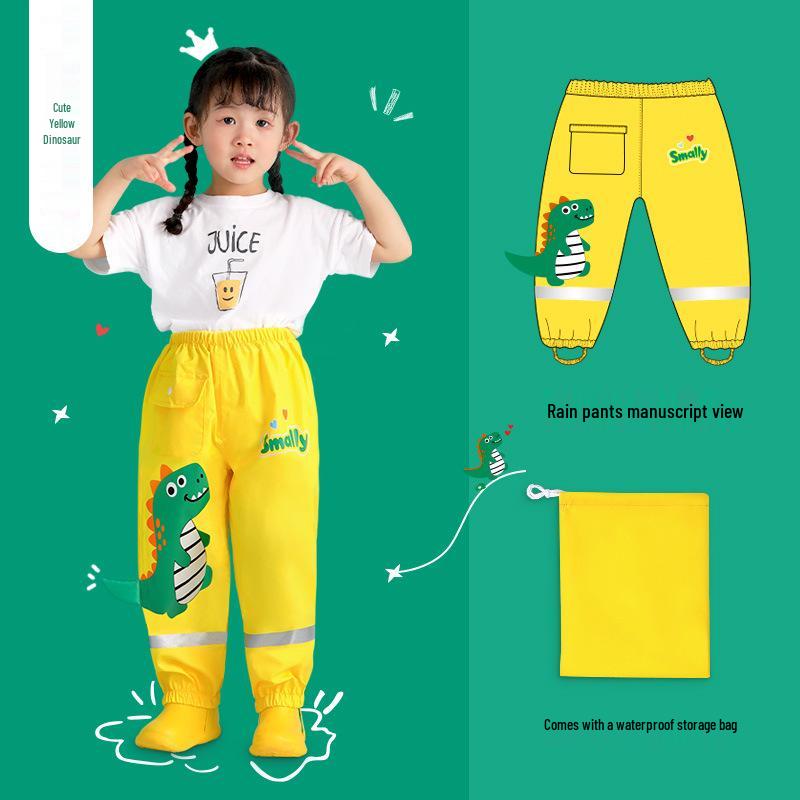Mu Meng Kids Dinosaur Rain Pants - Waterproof Oxford Cloth for Boys & Girls S