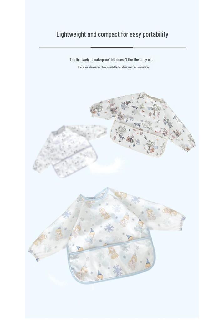 Waterproof Long Sleeve Baby Bib - Oil-Proof, Cotton Coverall for All Seasons.