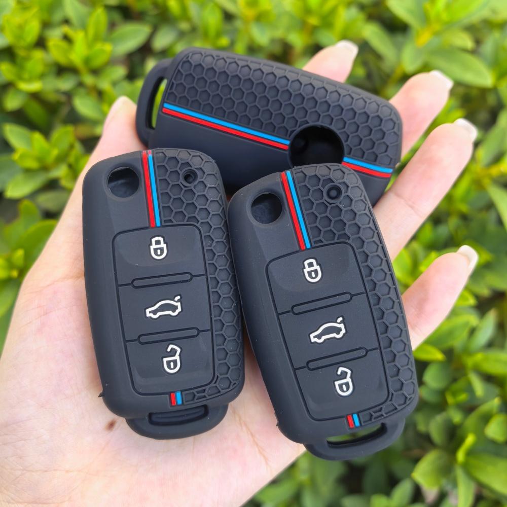 Silikon Auto Klappschlüsselanhänger Hülle Abdeckung Für SKODA Fabia Octavia Für SEAT Leon Toledo Altea Ibiza Für VW Golf Polo Bora Beetle