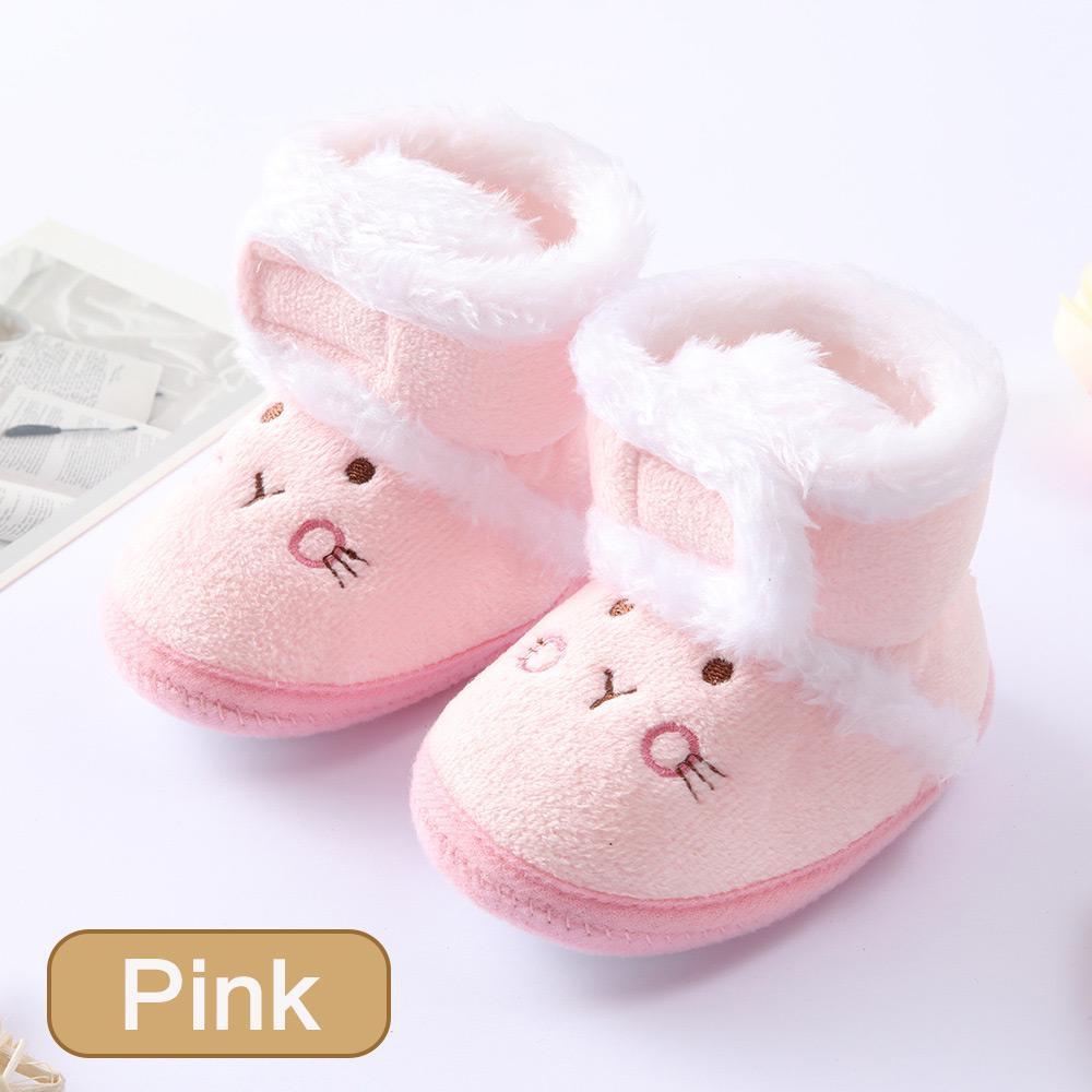

Winter Warm Coral Fleece Cartoon Cotton Crib Anti Slip Snow Boots for Newborn Babies 0-18 Months 13-18 Months рожевий