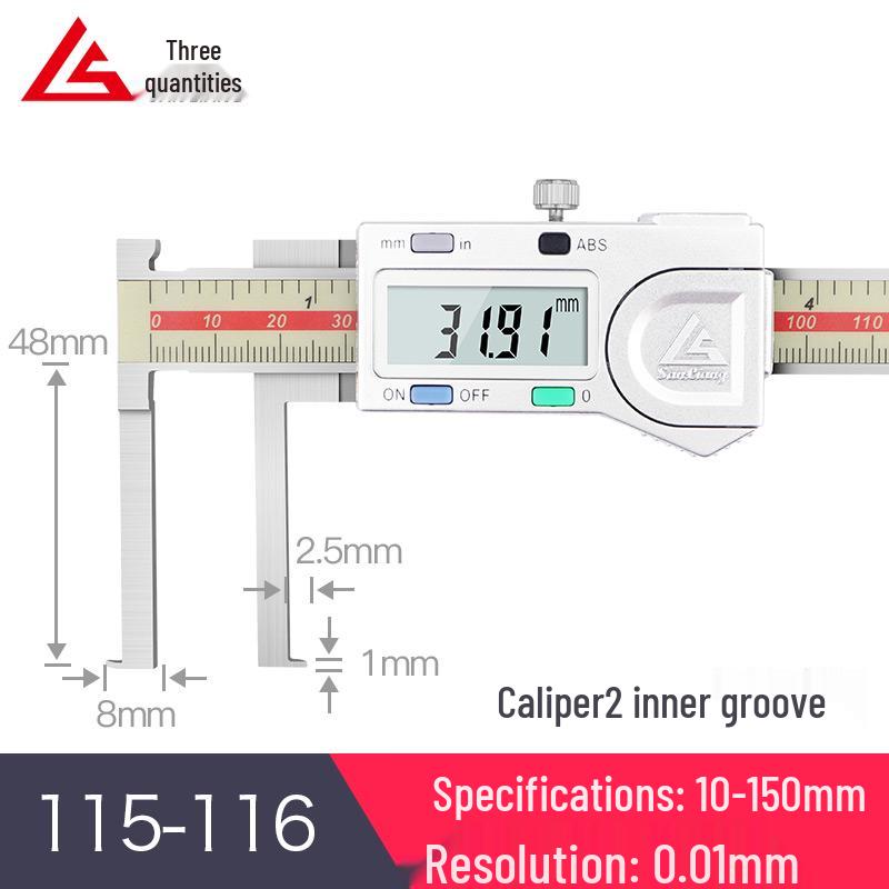 Stainless Steel Digital Vernier Caliper 10-150mm for Inner/Outer Groove Measurement