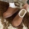 Thick-soled velvet Birkenstocks big head ugly cute bag head half slippers wear new winter snow boots cotton slippers