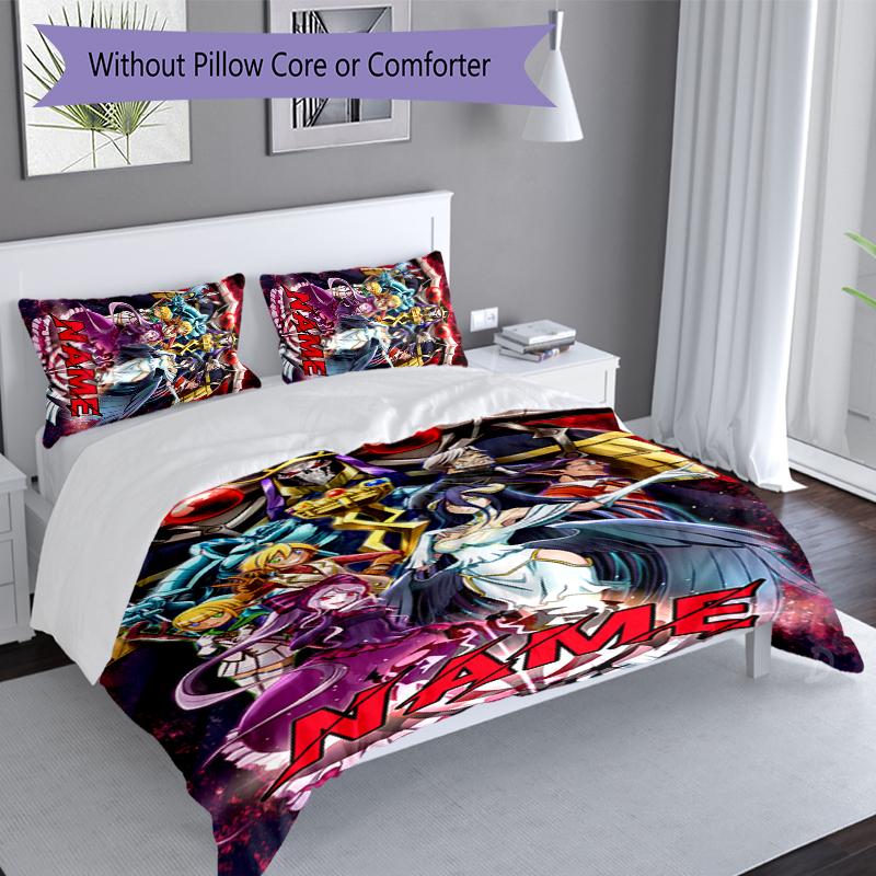 3pcs Custom Name Overlord Bedding Set,Includes 1 Duvet Cover and 2 Pillowcases,All-season Bedroom Decor