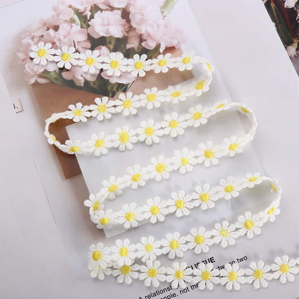 Bright Embroidered Headwear Decor Handmade DIY Craft Daisy Lace Trim Sewing Supplies Ribbon