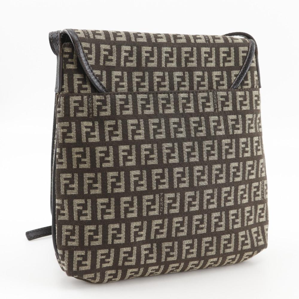 FENDI Zucchino Shoulder Bag Brown Nylon canvas Women Used