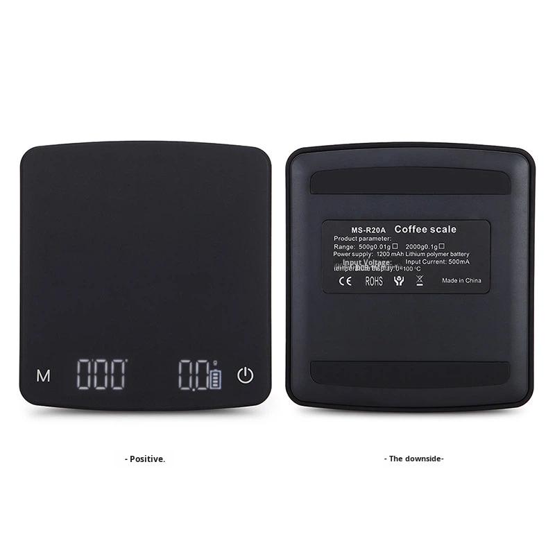 Hand-drip Coffee Digital LED Display Rechargeable Electronic Scale with Timer and Tare Function for Gram Weighing Coffee Brewing