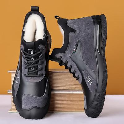 Fashion Men Genuine Leather Boots With Wool Fur Winter Men Ankle Boots Business Casual Man Snow Boots Work Shoes