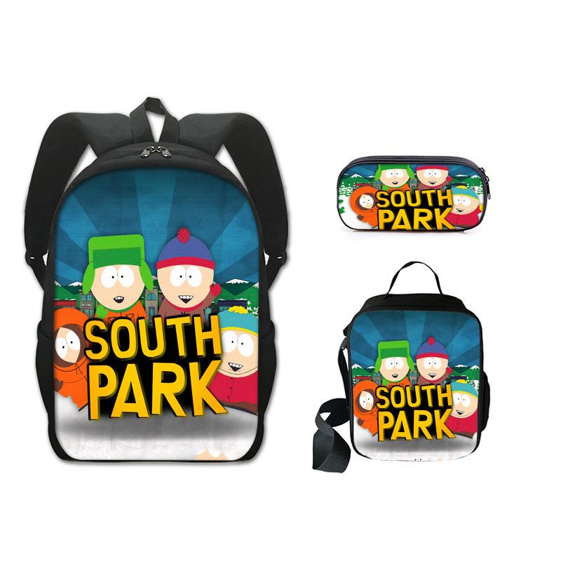 Classic Popular Novelty Funny south park 3D Print 3pcs/Set pupil School Bags Laptop Daypack Backpack Lunch bag Pencil Case