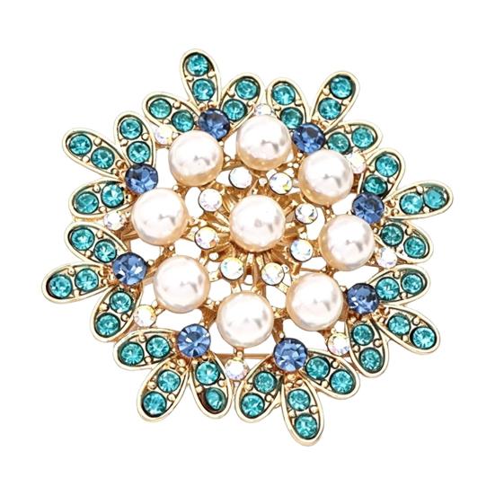 Women Party Jewelry Faux Pearl Rhinestone Snowflake Brooch, Alloy Lapel Pin for Shirts Decorative Pins Coats Sweaters Dresses, Men Accessories Winter