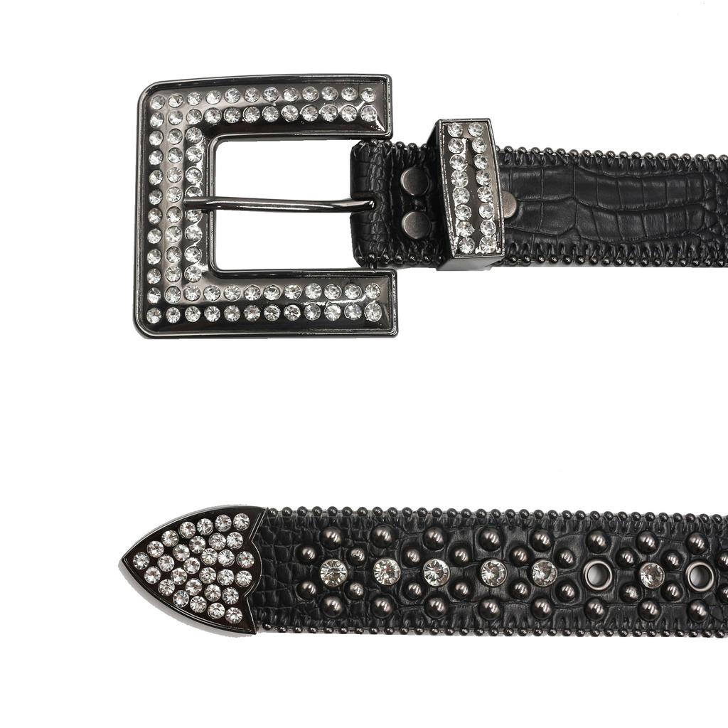 Rivet Belt New Full-diamond Belt for Men and Women Jeans Belt Pin Buckle Fashionable Rhinestone Belt Skirt Strap