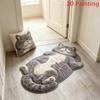 3D-Katzenförmiger Plüschteppich, Kinderzimmer Schlafzimmer Nachttischteppich, Badezimmertür Wasserabsorbierende Matte, Heimdekoration