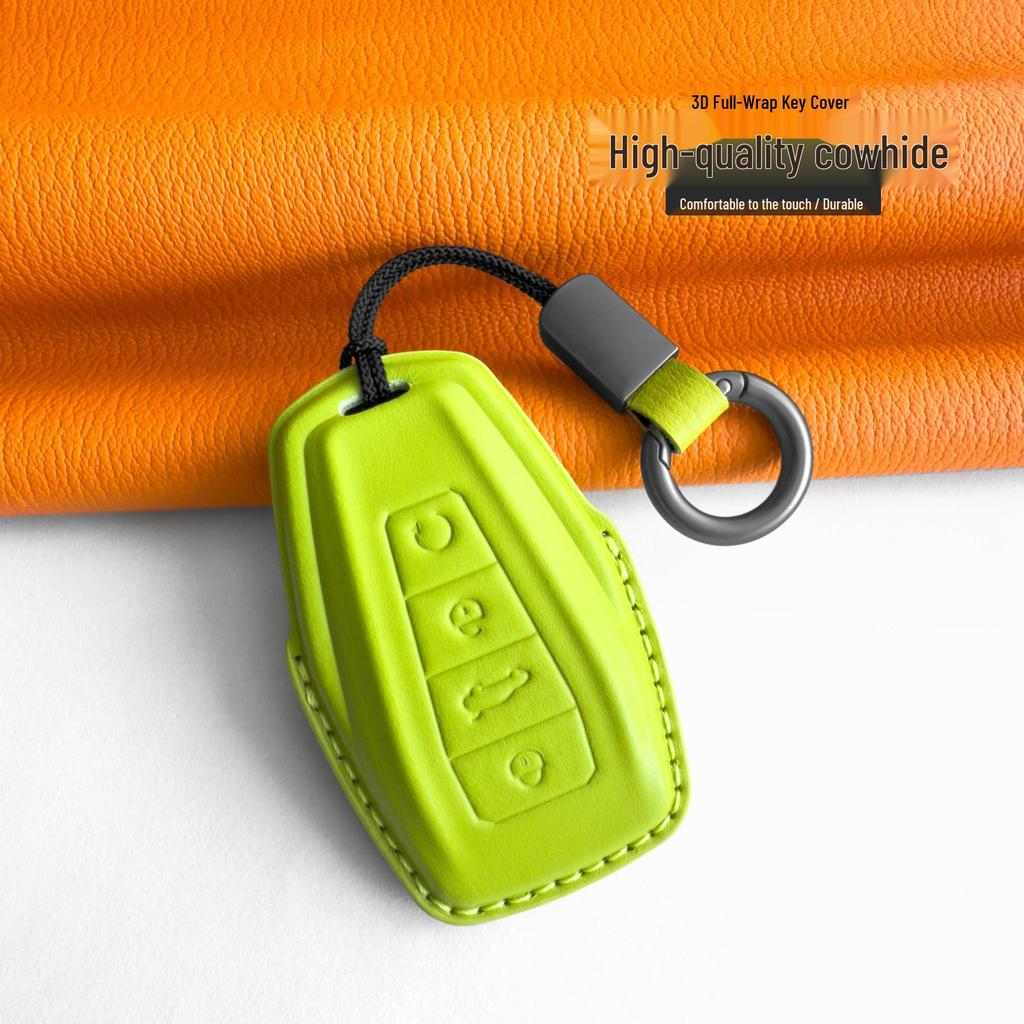 Geely Key Case Genuine Leather for 2026 Models: Xingyue L, Denim ICON, New Boyue L - Car Shell with Buckle Chain