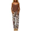 Women's Sleeveless Backless Top and Elastic Waist Pants Set, Color Loungewear