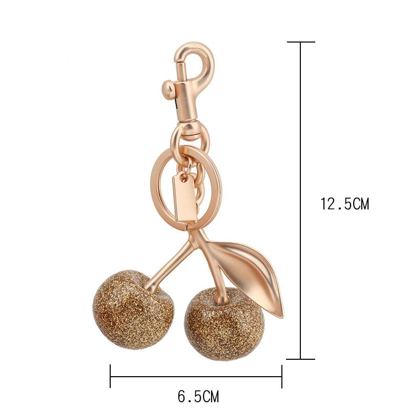 Sparkling Gold Cherry Pendant for Bag Glitter Resin Cherry Pendant for Purse Keychain Charm Festive Christmas Accessory