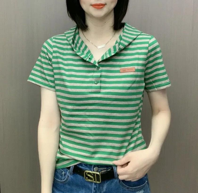 Casual large-size short-sleeved summer new foreign-style versatile loose literary hooded short-sleeved T-shirt top