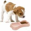 Bone Shaped Double Dog Cat Bowls Cute Pet Food and Water Bowl Set Non-Slip Durable Feeding Dish for Puppy Kitten