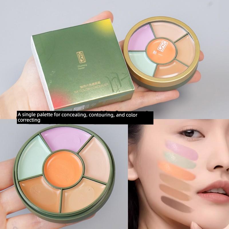 Zfc Meishi Six-Color Concealer Makeup Artist's Special Concealer for Dark Circles, Spots, and Acne Marks Multi-Color Concealer Palette