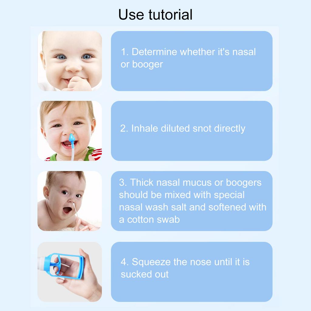 Baby Nasal Aspirator Handpulled Nose Cleaner with Powerful Suction Detachable Washable Part for Easy Daily Cleaning