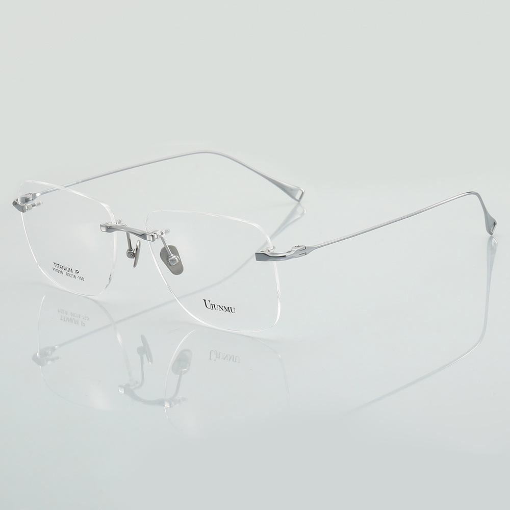 Japanese-Style Rimless Glasses Frame, Ultra-Light Pure Titanium, Large Frame for Myopia, High-Quality Design