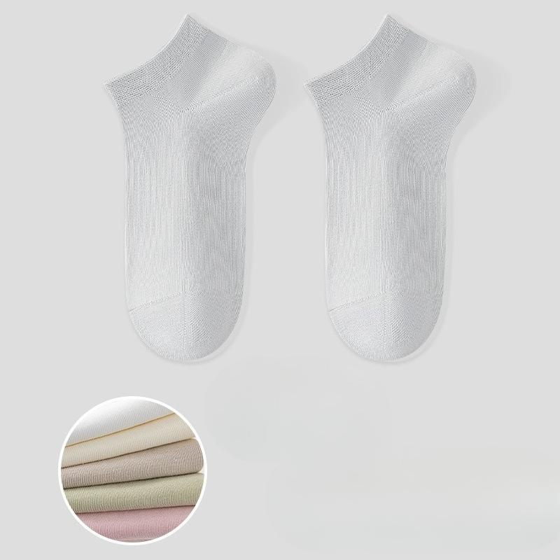Women's Summer Thin Cotton Pure Color Mesh Breathable Sweat Absorption Deodorant Boneless Socks