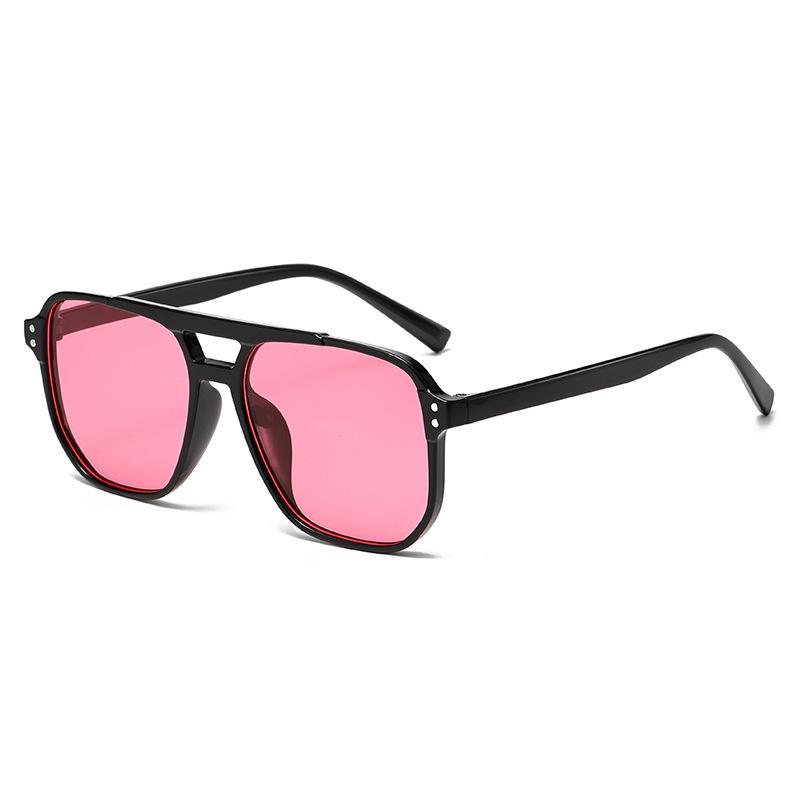 Retro Double-Bridge Sunglasses with Large Ocean Lenses - Fashionable and Simple Design