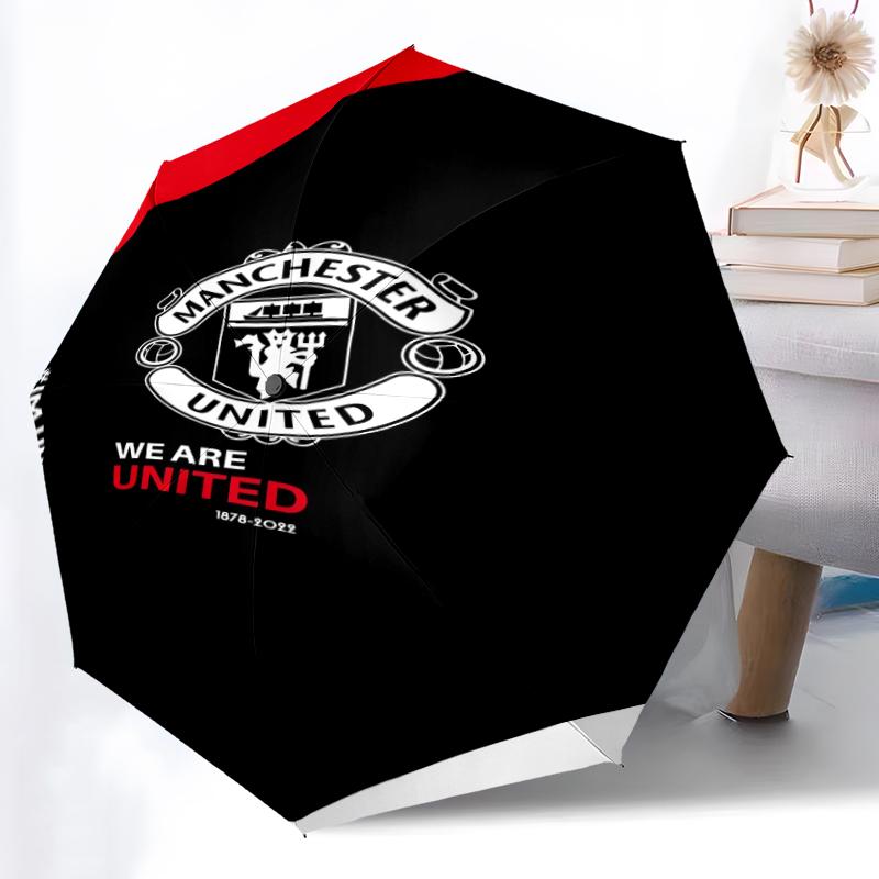 1pz Ombrello Automatico Robusto a 8 Stecche, Ombrello Manchester United Manchester City, Stampato Digitalmente, Ombrello Pieghevole per Uso Esterno in Movimento