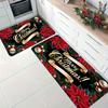 Christmas Poinsettia Carpet Mat Rug - Red Black Plaid Design Home Decoration with Merry Christmas Banner Living Room Decoration