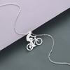 Kinitial Fashion Charm Bicycle Bike Rider Pendant Necklace for Mens Women Stainless Steel Chian Necklaces Jewelry Collares