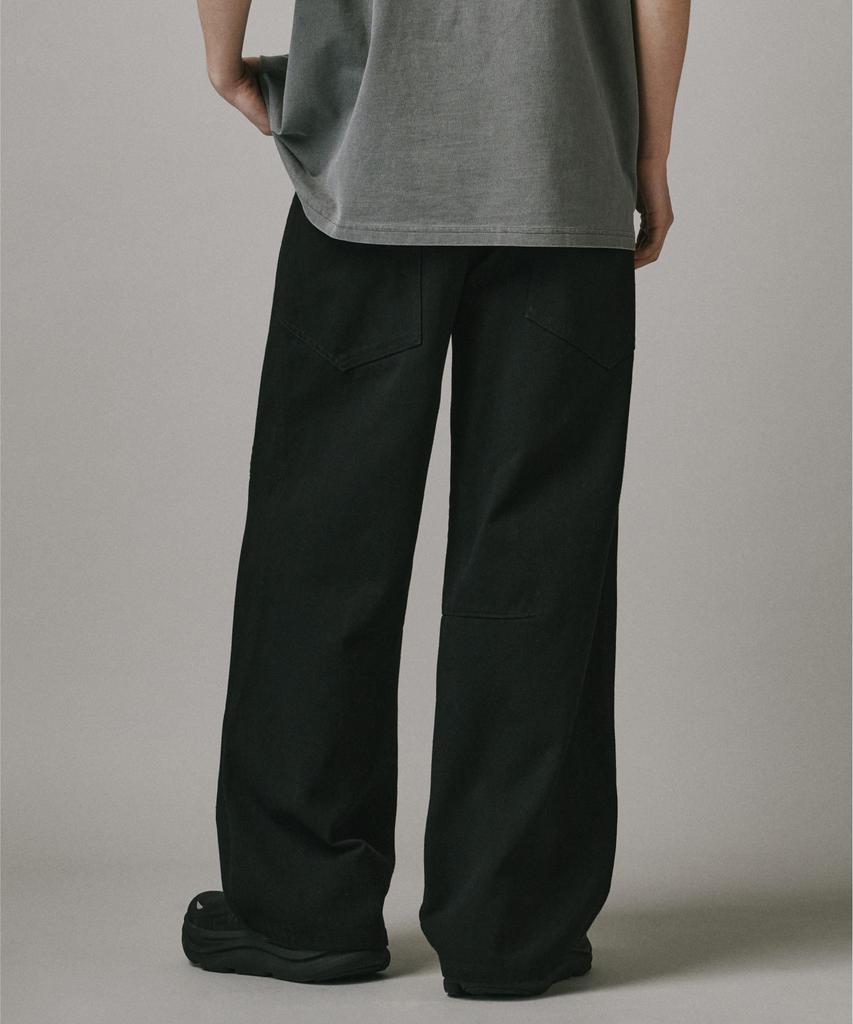 Beodeonteu Cut-Out Layered Cargo Wide Cotton Pants [Black]