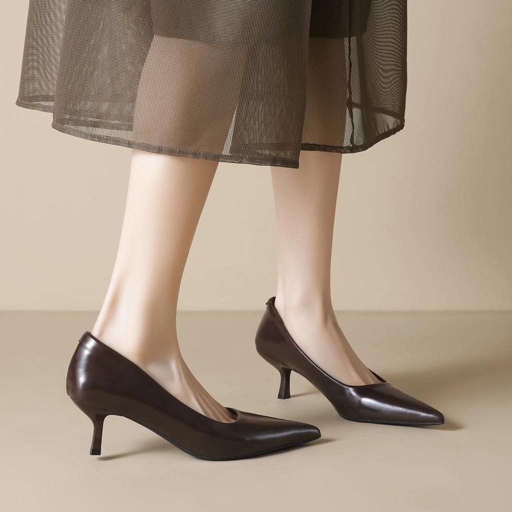 Weiwei Girl 338-1 Pointed Single Shoes Women's Thin Heels Black Work Shoes Shallow Temperament High Heels Women Are Not Tired