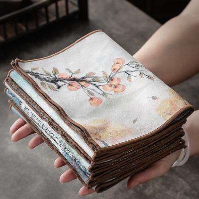 Chinese Persimmon Pattern Thickened Tea Towel Plush Imitation Deerskin Cloth Table Mats Absorbent Water Rag Tea Napkins