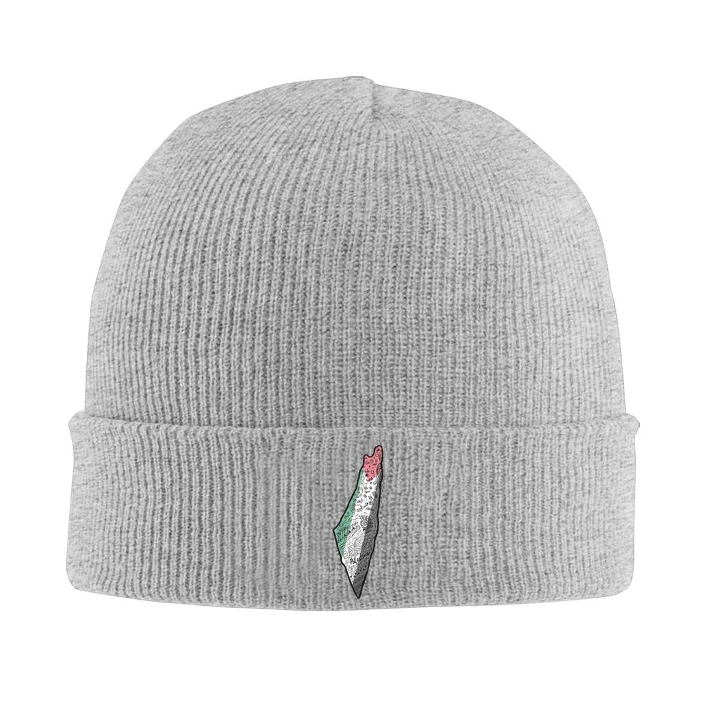 Palestine Arabic Calligraphy Art Drawing Bonnet Hats Palestinian Flag Beanie Hats Autumn Knitting Hat FeUnisex Unisex Head Wrap Cap