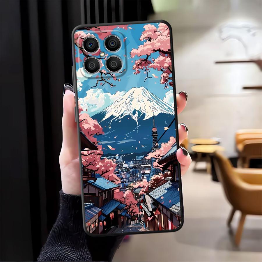 

Японская живопись старого дома Черный мягкий чехол для телефона для Honor X6 8X Magic5Lite 200 400 Lite X9a 90 X8 70 X5b X7 Honor X5b