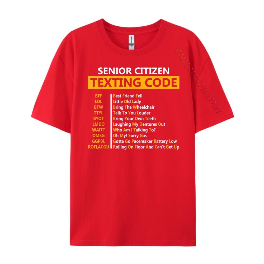 Funny Senior Citizens Texting Code Design Gift for Grandpa Cute Oversized T Shirt Oversize Man Large Size Normal S
