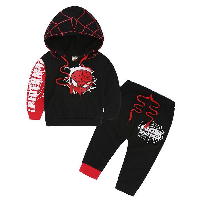 

Стильный детский спортивный костюм с длинным рукавом Человек-паук, с капюшоном, комплекты одежды 90cm чёрный
