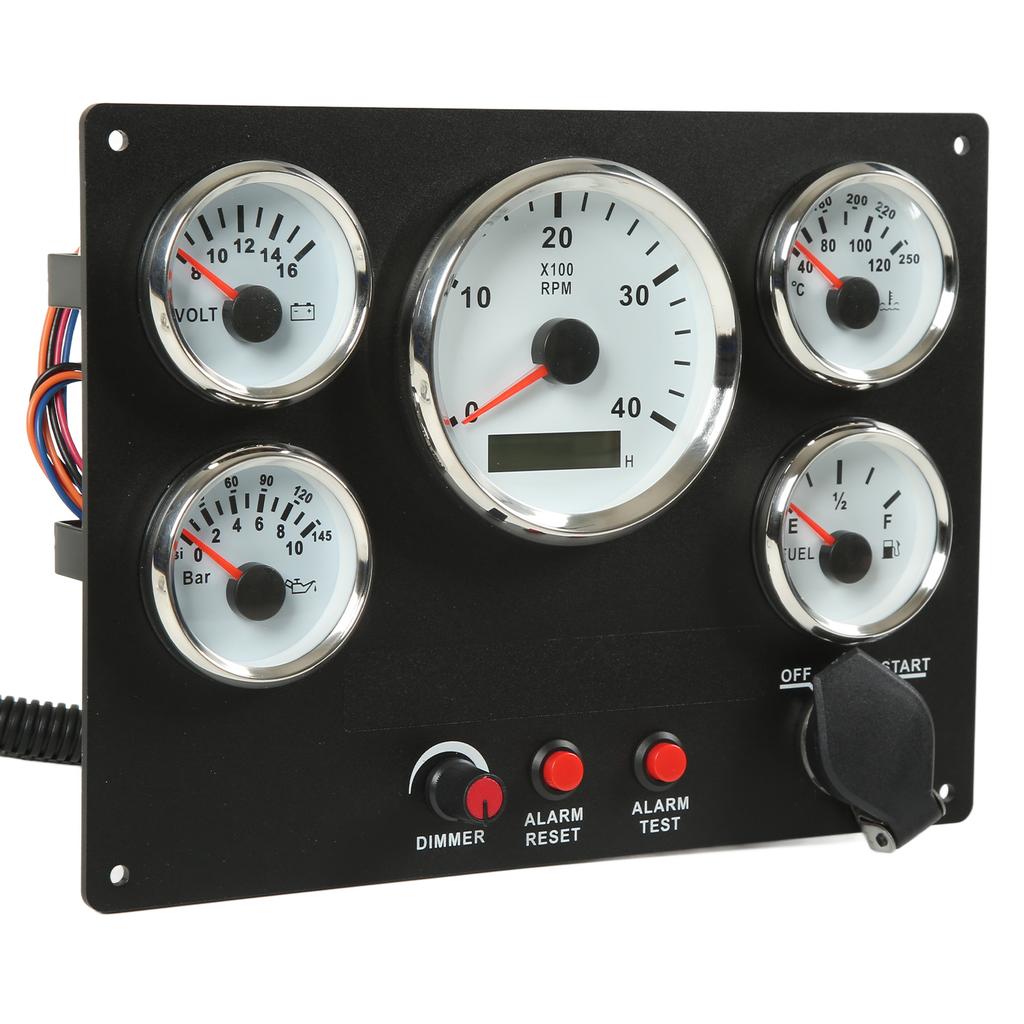 Boat Instrument Panel 4000RPM Tachometer Fuel Level Water Temperature Oil Pressure Meter Voltmeter 5 Dash Gauge Set