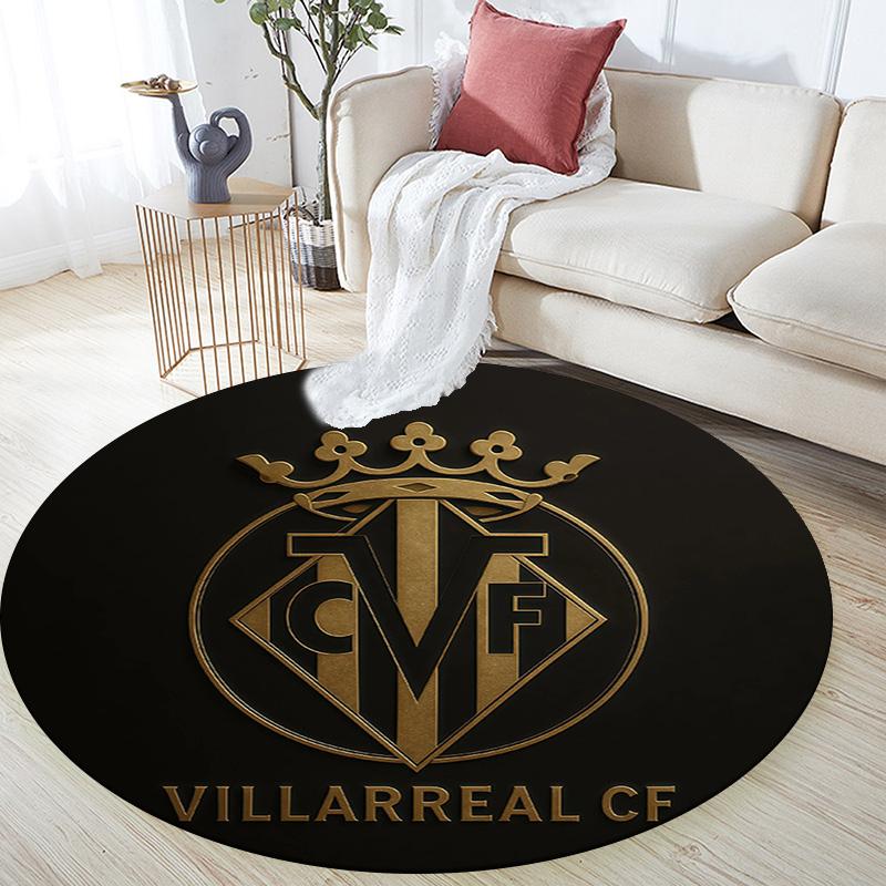 Villarreal Club De Fútbol,Round Area Rug,Carpet Rug for Living Room Bedroom Sofa Playroom Decor,Non-slip Floor Mat
