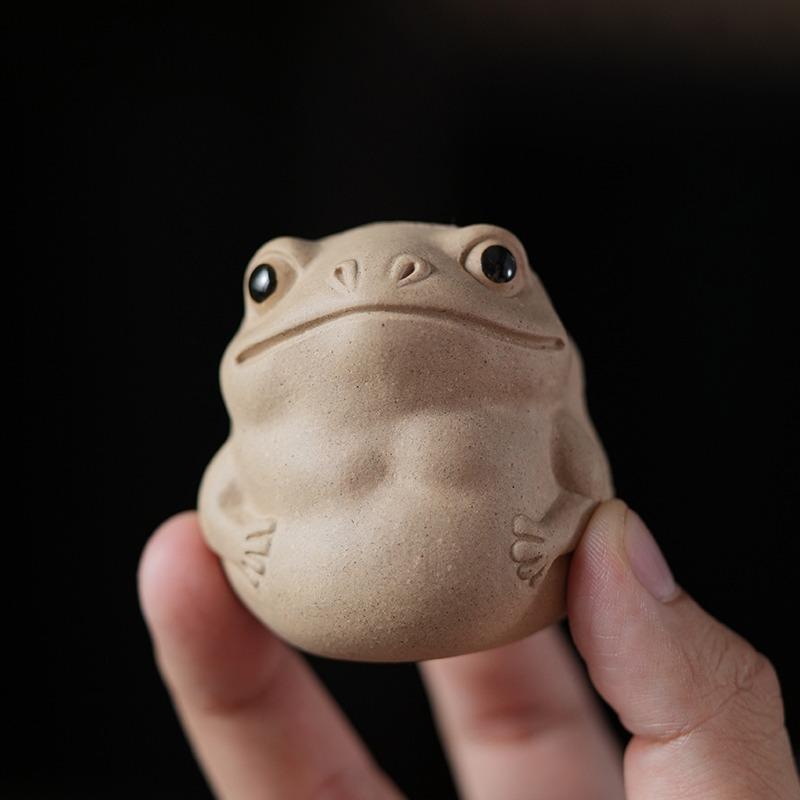 Purple Clay White Mud Toad Tea Pet Ornament - Zen Tea Set Accessory Chinese Gongfu Home Decor