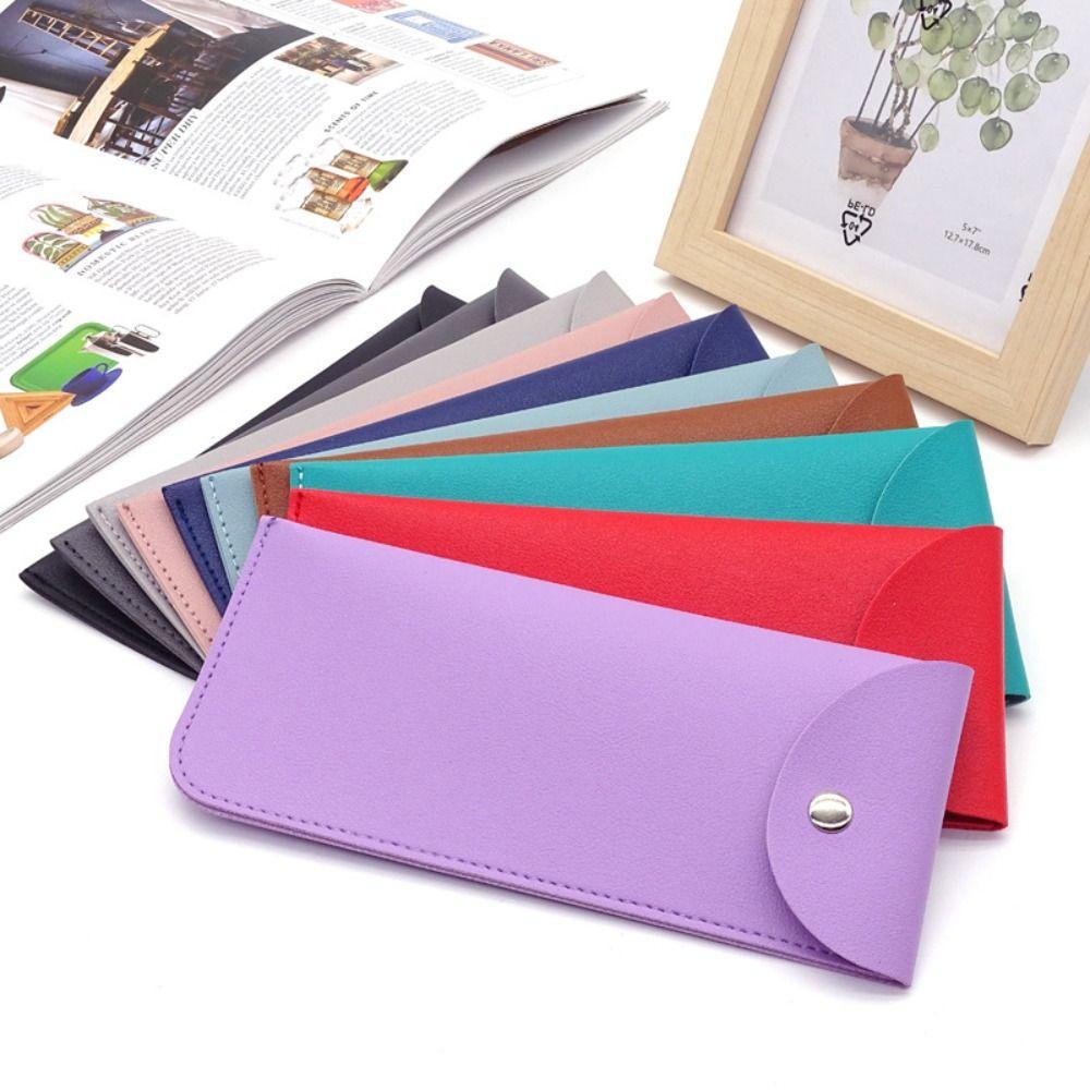 With Metal Buckle PU Leather Glasses Bag Solid Color Mini Cosmetic Bag  Jewelry Packing