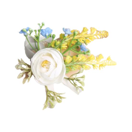 Artificial Wedding Corsage And Boutonniere Set Silk Flower Wrist Corsage And Lapel Pin for Bridal Party Business Opening Ceremony Guest Flower