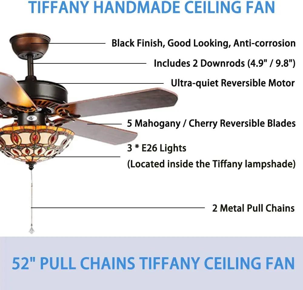 Retro Restaurant Ceiling Fan with Light Colored Glass Ceiling Fan Home Remote Control Wooden Leaf High Wind Ceiling Fan Light