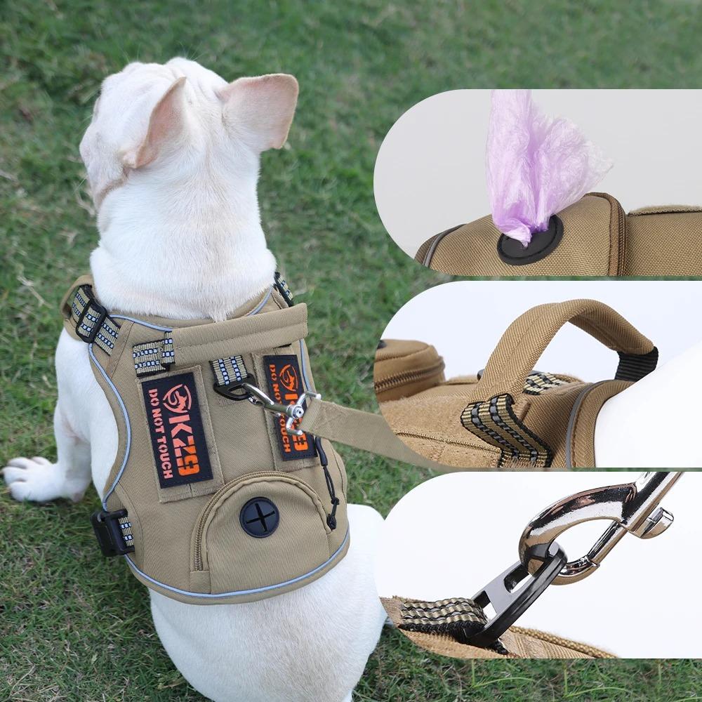 No Pull Small Large Dog Harness with Grip Reflective Waterproof Pet Chest Straps for French Bulldog German Shepherd.