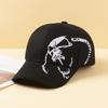 Simple and Fashionable Side-embroidered Skull Baseball Cap, Soft Top Adjustable Curved Brim Baseball Cap, Daily Matching