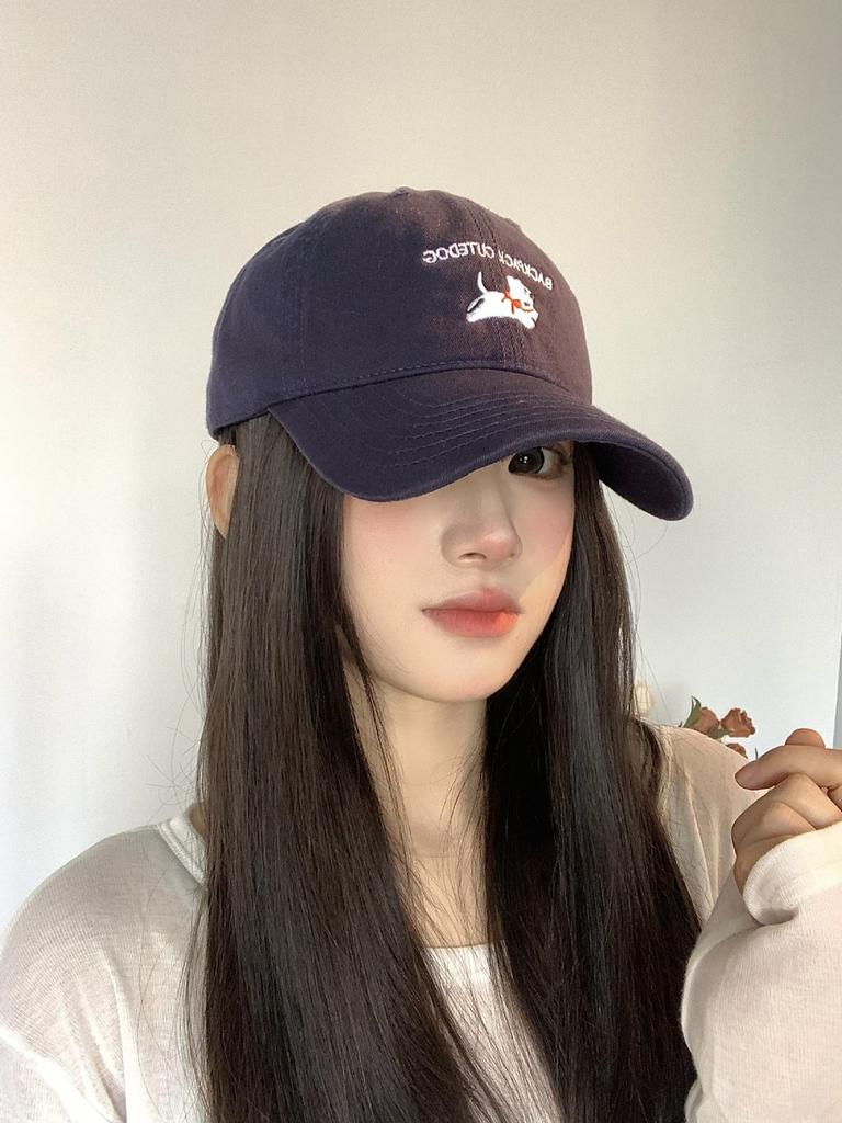 Unisex Casual Baseball Cap With Delightful Embroidered Dog Pattern For Spring