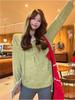 Korean-Style V-Neck Hooded T-Shirt for Women - Casual Loose Fit, Half-Buttoned, Early Autumn Top