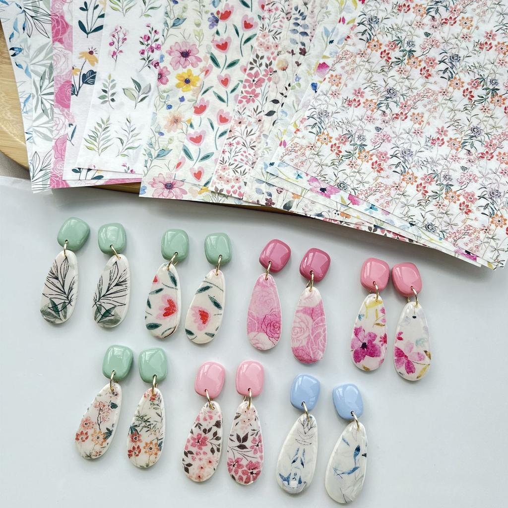2 Stück weiches Keramik-Transferpapier der Serie „Naturblumen“ – geeignet für die Herstellung von handgefertigten DIY-Ohrringen und Schmuck