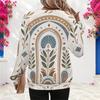 Women Plus Size Round Neck Long Sleeve Boho Printed Pullover Sweatshirt