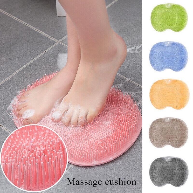 Shower Silicone Foot Scrubber Back Body Brush Massager Pad Mat Cleaning Bathroom